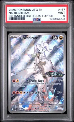 2025 POKEMON JTG EN-JOURNEY TOGETHER #167 N'S RESHIRAM PSA 9 - Image 1