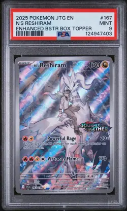 2025 POKEMON JTG EN-JOURNEY TOGETHER #167 N'S RESHIRAM PSA 9 - Image 1