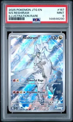 2025 Pokemon Jtg En-Journey Together #167 N'S Reshiram Illustration Rare PSA 9 - Image 1
