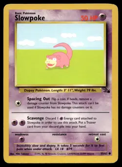 Slowpoke 55/62 Pokemon Card Fossil Common 50 HP Lightly Played K18 - Image 1