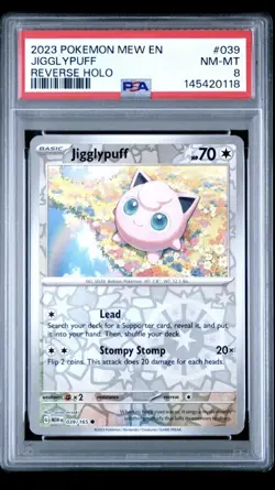 Jigglypuff 039/165 Reverse Holo PSA 8 Near Mint 151 Set SV1-EN Pokemon Card - Image 1