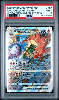 2022 POKEMON SWSH BLACK STAR PROMO #262 FULL ART/CHARIZARD VSTAR PSA 9 - Image 1