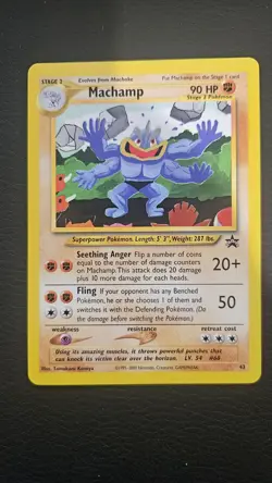 Pokemon TCG Machamp 43 WOTC Black Star Promo Pokemon TCG Excellent Condition - Image 1