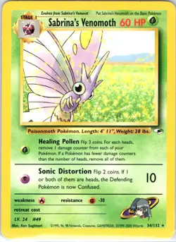 Sabrina's Venomoth 34/132 Rare Gym Heroes Pokemon Unlimited Heavily Played - Image 1