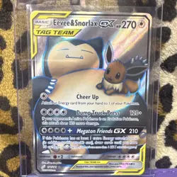 Pokemon Eevee & Snorlax GX Full Art Ultra Rare Holo 171/181 Team Up MP-HP 270 - Image 1