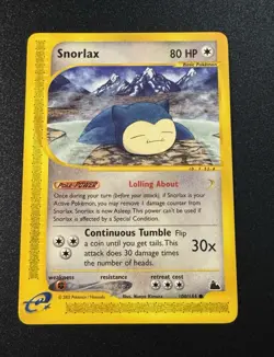 Nintendo Snorlax 100/144 EX Skyridge Rare Holo e-Reader Basic 80 HP 2003 - Image 1