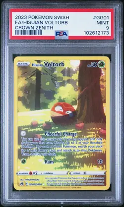 2023 POKEMON SWORD & SHIELD CROWN ZENITH #GG01 FULL ART/HISUIAN VOLTORB PSA 9 - Image 1