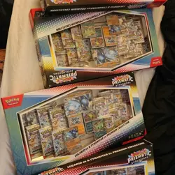 2X Box Pokemon Lucario Ex & Tyranitar Ex Premium Collecton Prismatic Evolutions - Image 1