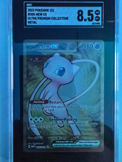 2023 Pokemon SV 151 Promo Mew-ex Metal Card #205 - SGC 8.5 (NM/MT+) - Image 1
