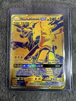 Pokemon TCG Pikachu & Zekrom GX Tag Team, Gold Card Black Star Promo Sm248 - Image 1