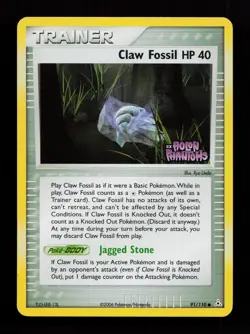Claw Fossil 91/110 Common Holon Phantoms Reverse Holo Pokemon Card - Image 1