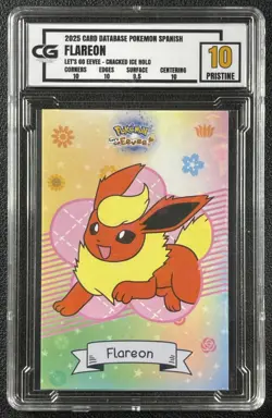 FLAREON CG 10 2025 CARD DATABASE POKEMON SPANISH LETS GO EEVEE CRACKED ICE HOLO - Image 1