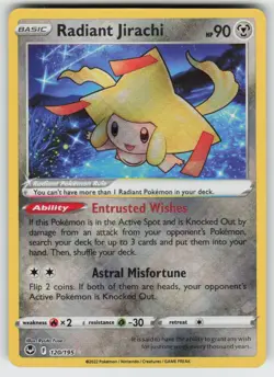 Radiant Jirachi 120/195 Radiant Rare Silver Tempest Pokemon Holo Near Mint - Image 1