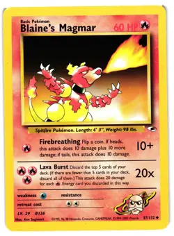 Pokemon TCG Gym Heroes Blaine's Magmar 37/132 Uncommon Unlimited MP - Image 1