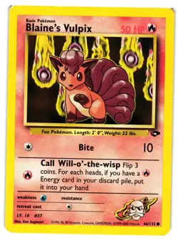 Pokemon TCG Gym Challenge Blaine's Vulpix 66/132 Regular Unlimited LP - Image 1