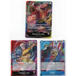 One Piece Card Game Royal Blood Event Promo Pack Buggy, Monkey, Trafalgar SEALED - Image 1
