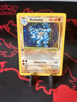 Base Set 1st Edition Machamp 8/102 Holo LP Pokemon TCG - Image 1