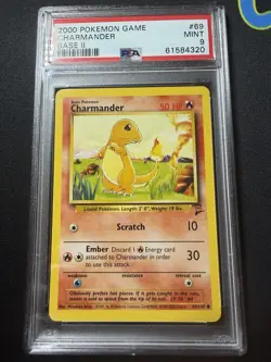 2000 Pokemon Base Set 2 Charmander 69/130 PSA 9 Mint - Image 1