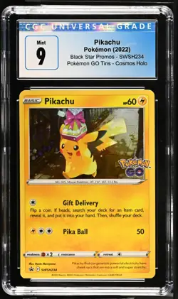 CGC Graded 9 Pikachu SWSH234 Black Star Promo Cosmos Holo Pokemon Card - Image 1