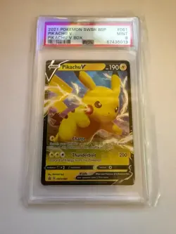 2021 Pokemon SWSH BSP Pikachu V Box #061 Pikachu V PSA 9 MINT - Image 1