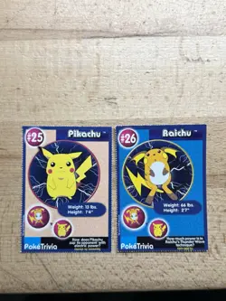 1999 Pokemon Burger King PokeTrivia Pikachu & Raichu Evolution Set, Original 151 - Image 1