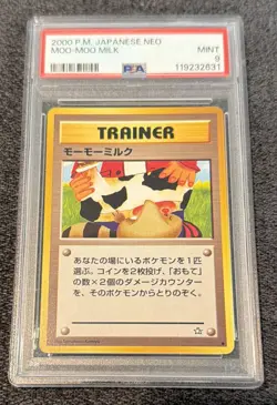 MOO-MOO MILK 2000 POKEMON JAPANESE NEO TRAINER POKEMON PSA 9 BANNED ARTWORK - Image 1