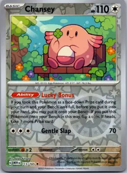 Chansey 113/165 Rare 151 Pokemon Reverse Holo Near Mint - Image 1