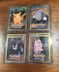 1999 Pikachu Pokemon Card Hasbro Toy Wishes Magazine Foil, Hand Cut Set 1-4 LP - Image 1
