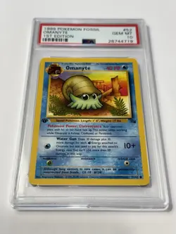 1999 Pokemon 1st Edition Fossil Omanyte #52 Card WOTC TCG Gem Mint PSA 10 💎 - Image 1