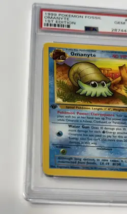 1999 Pokemon 1st Edition Fossil Omanyte #52 Card WOTC TCG Gem Mint PSA 10 💎 - Image 2