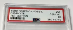 1999 Pokemon 1st Edition Fossil Omanyte #52 Card WOTC TCG Gem Mint PSA 10 💎 - Image 4