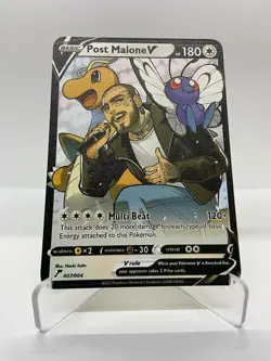 Post Malone V Van Gogh Gold Metal Pokemon Card-Collectible Gift Display！NICE! - Image 1