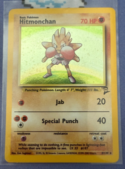 Hitmonchan 8/130 Base Set 2 Vintage Holo Rare Pokemon Card - Image 1