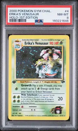 2000 POKEMON GYM CHALLENGE HOLO-1ST EDITION #4 ERIKA'S VENUSAUR PSA 8 - Image 1