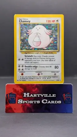 Chansey 3/102 Base Set Unlimited Holo Rare Pokemon Card TCG 1999 Wizards - Image 1
