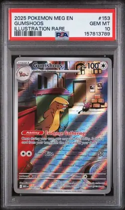2025 Pokemon MEG EN Gumshoos 153/132 Illustration Rare PSA 10 (789 - Image 1