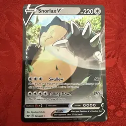Pokemon TCG Pokemon Snorlax V 141/202 Sword & Shield Base Holo Ultra Rare - Image 1