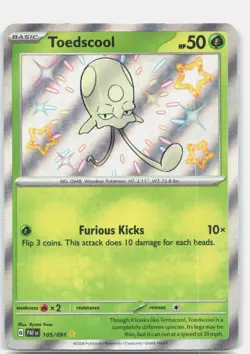 Toedscool 105/091 Shiny Rare Paldean Fates Pokemon Near Mint - Image 1