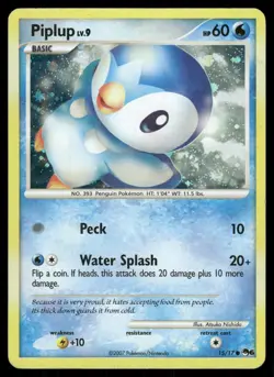 Piplup 15/17 Common POP Series 6 Pokemon Holo Heavily Played - Image 1
