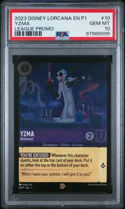 2023 DISNEY LORCANA EN P1-PROMO LEAGUE PROMO #10 YZMA - ALCHEMIST PSA 10 - Image 1