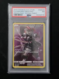 2019 Pokemon Black Star Promo Armored Mewtwo PSA 7 Collectors Chest SM228 - Image 1