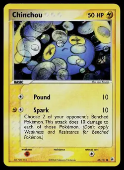 Pokemon Card - Chinchou Hidden Legends 56/101 Reverse Holo Common - Image 1