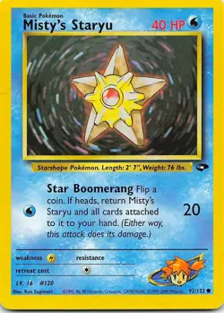 Misty's Staryu 92/132 Gym Challenge Common LP Pokemon TCG - Image 1