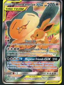 Pokemon Eevee & Snorlax GX SM169 Sun & Moon Tag Team Promo Full Art Rare Card - Image 1