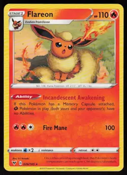 Flareon 026/185 Rare Vivid Voltage Pokemon NM - Image 1