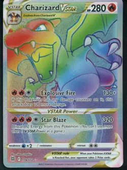 Pokemon TCG Charizard VSTAR Rainbow Secret Rare Card Brilliant Stars 174/172 - Image 1