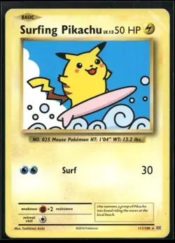 Surfing Pikachu 111/108 Secret Rare Evolutions Pokemon Heavily Played - Image 1