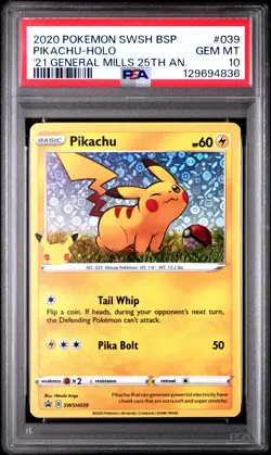 2020 POKEMON SWSH BLACK STAR PROMO #039 PIKACHU-HOLO PSA 10 - Image 1