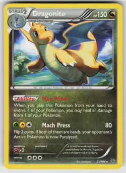 Dragonite 51/108 Rare Roaring Skies Pokemon Moderately Played - Image 1