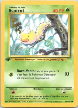 1999 Base Set Weedle ASPICOT French 1st Edition #69 - Image 1